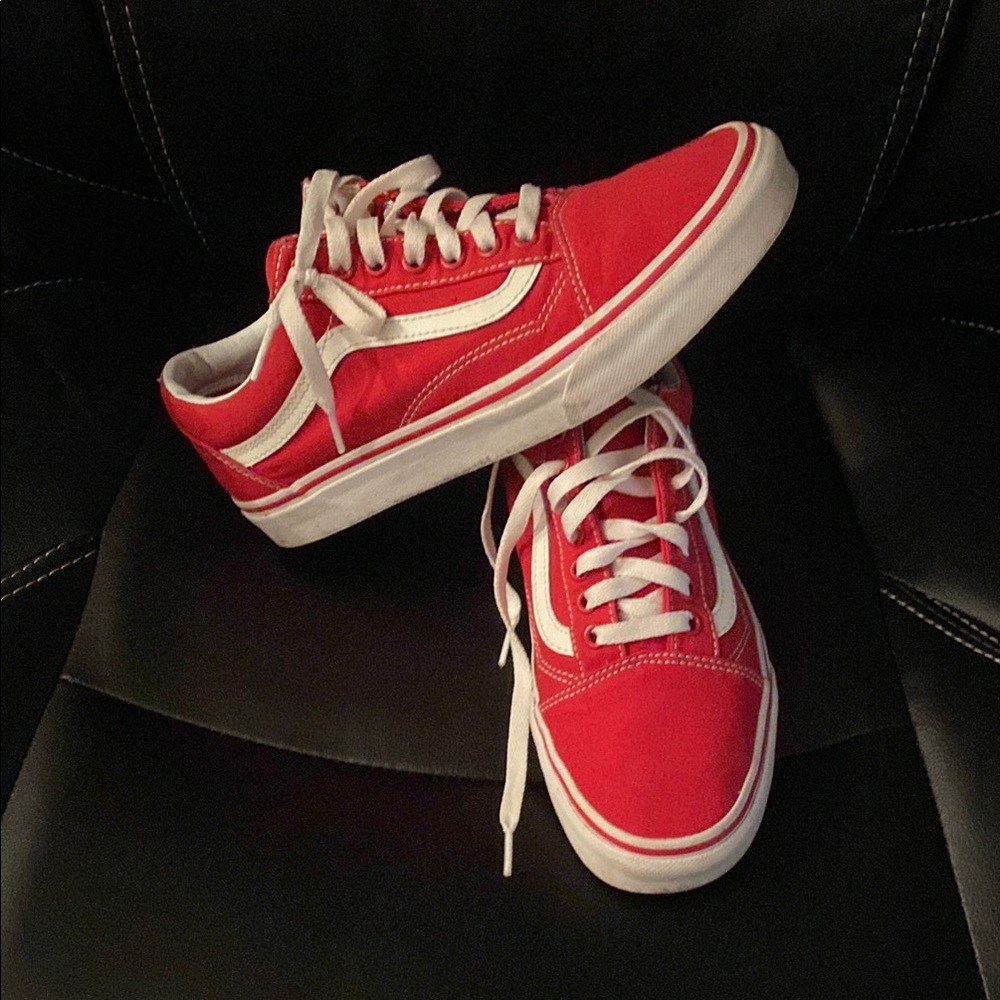 Vans Red and White Old Skool Sneakers